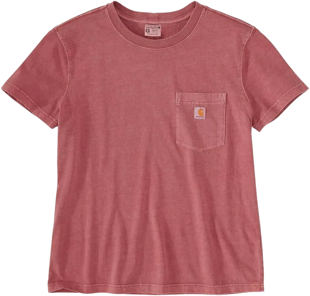 Carhartt Relaxed Fit Midweight Short Sleeve Garment Dye Pocket T-Shirt for Women - Pure Cotton Construction Medium Apple Butter