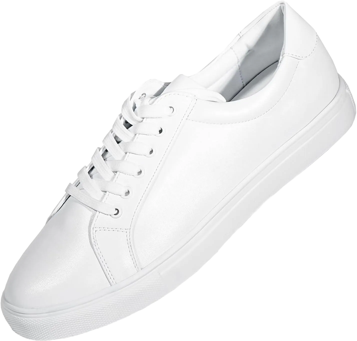 YZ Classic White Sneakers for Women PU Leather Tennis Shoes Low Top Casual Shoes 8 White