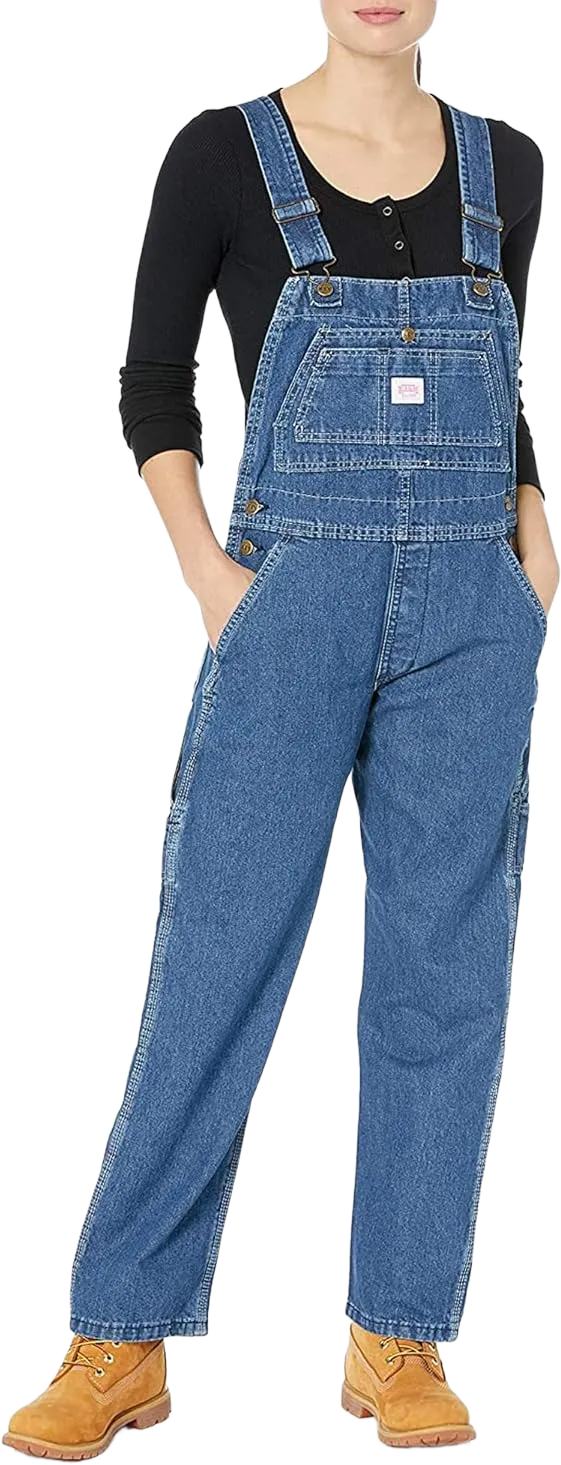 Key Apparel Women's Enzyme Washed Denim Bib Overalls 18 Indigo Blue