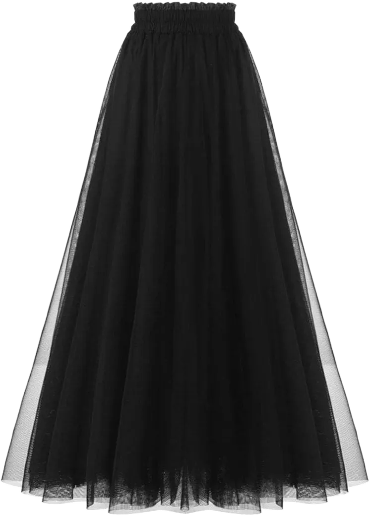 OBBUE Women's A Line Tulle Party Evening Tutu Skirts Tea Length