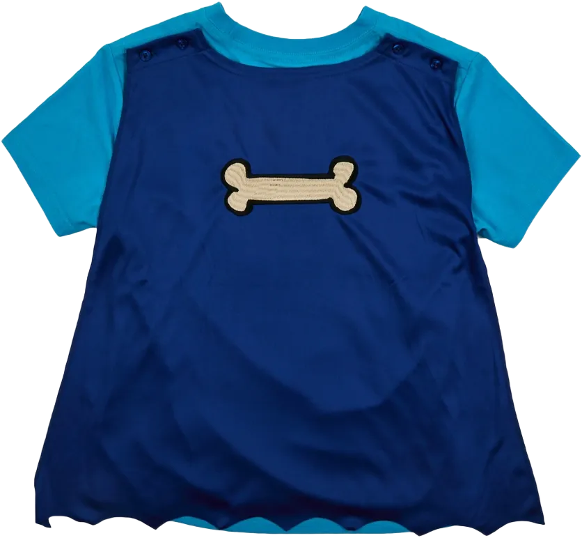 Dog Man Superhero Costume Boy's Blue Crew Neck Short Sleeve T-shirt With Detachable Cape 8 (M)