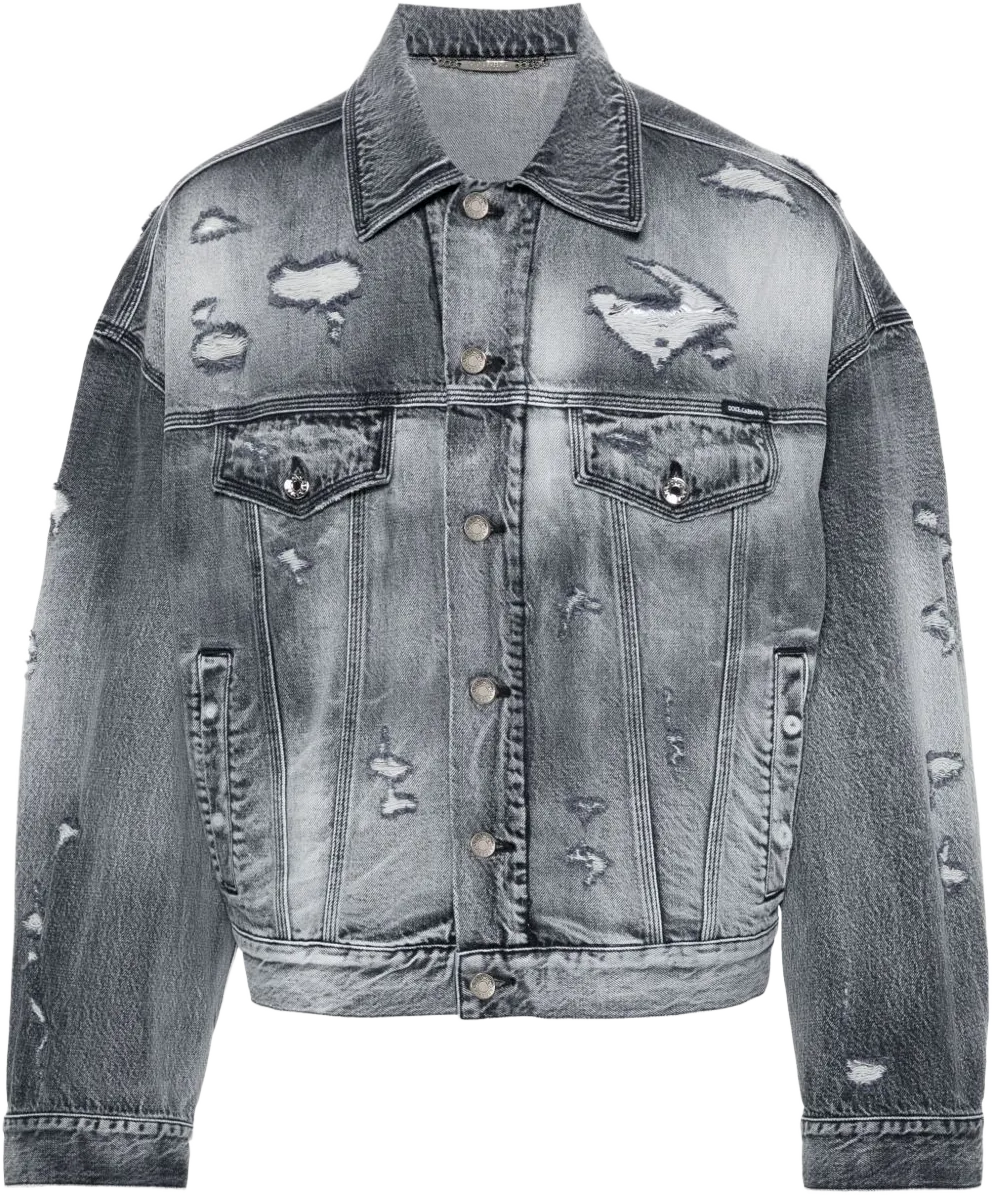 ripped-detail denim jacket