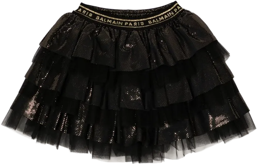 logo-waistband tiered tutu skirt