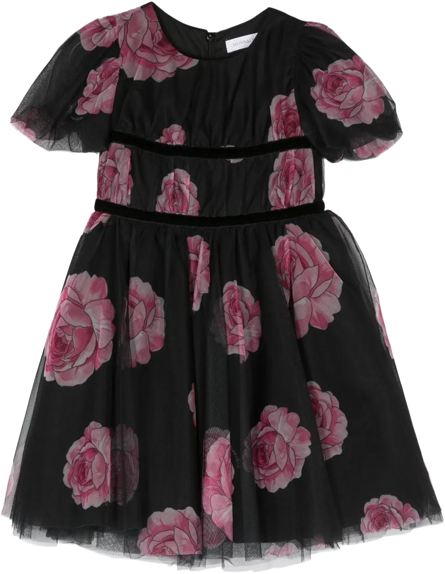 rose-print tulle dress