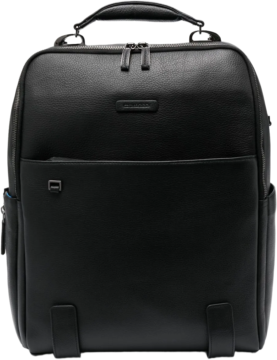 logo-patch leather backpack