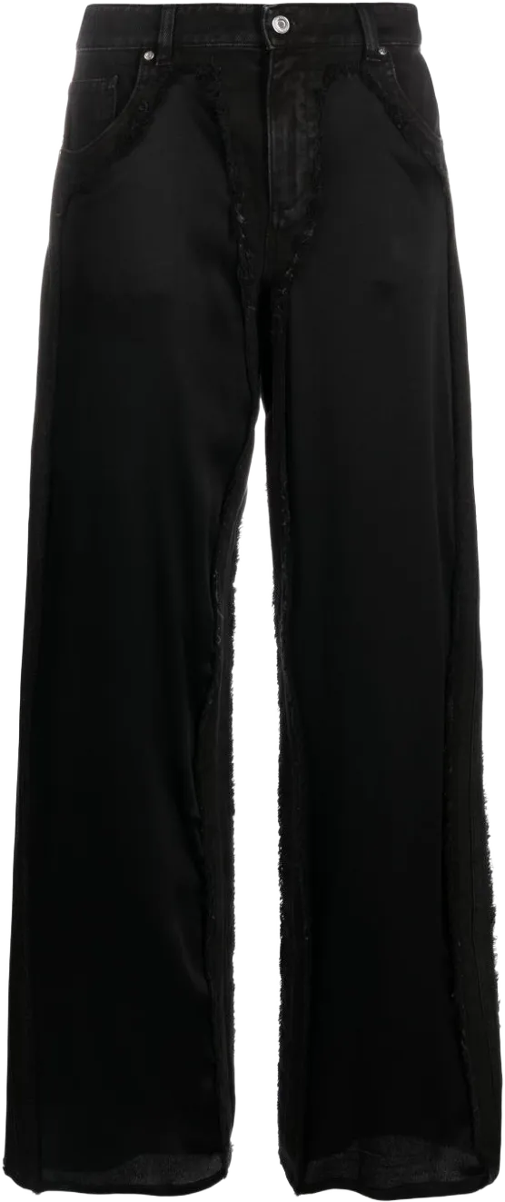 high-waist satin-panelled jeans