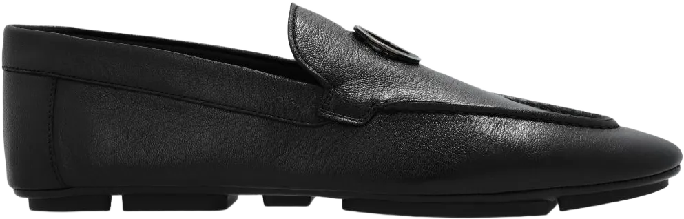 logo-plaque leather loafers