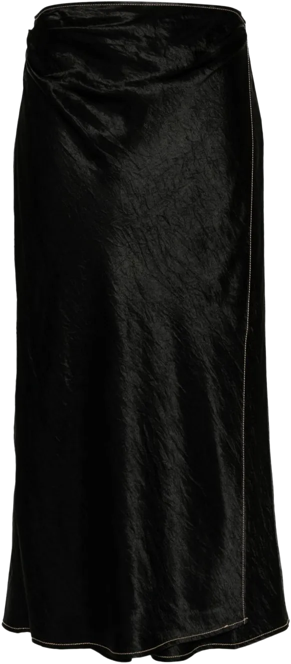 satin wrap midi skirt