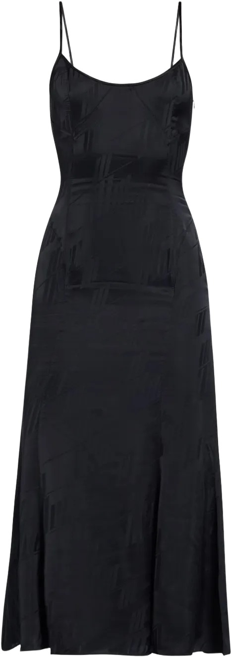 logo-jacquard satin midi dress