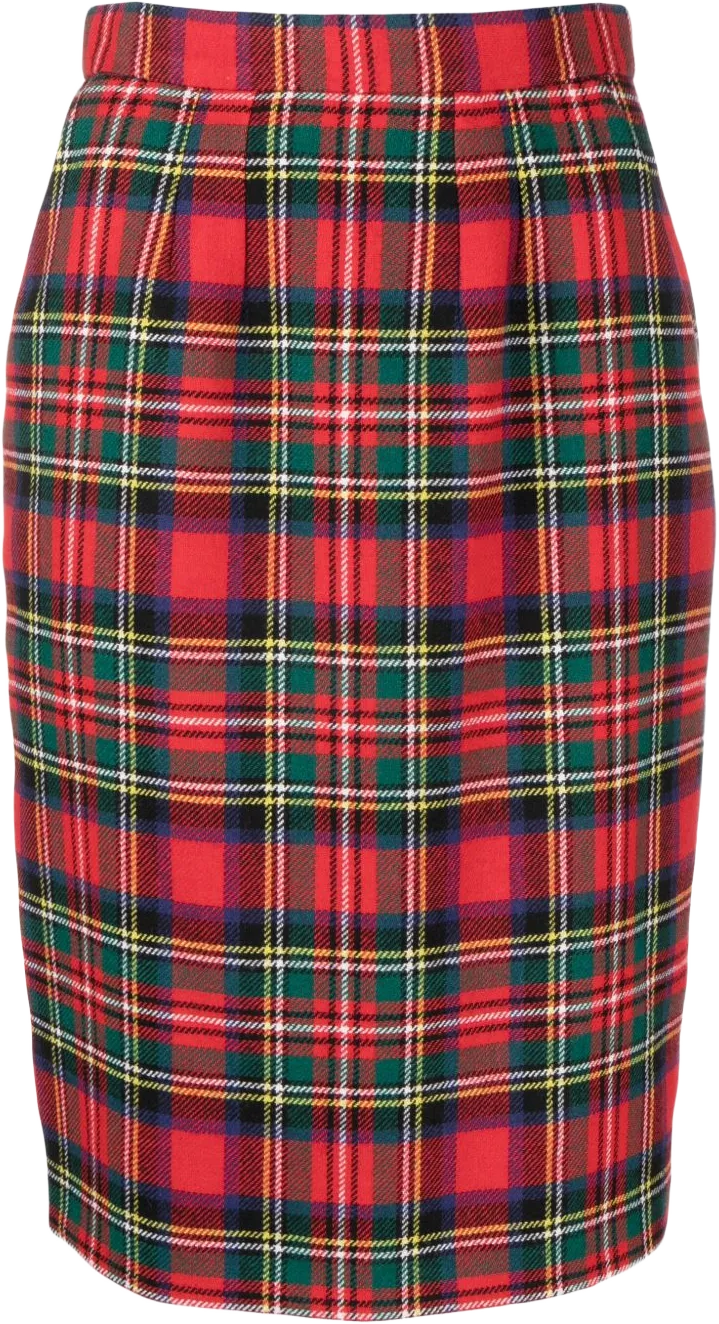 tartan-check pencil skirt