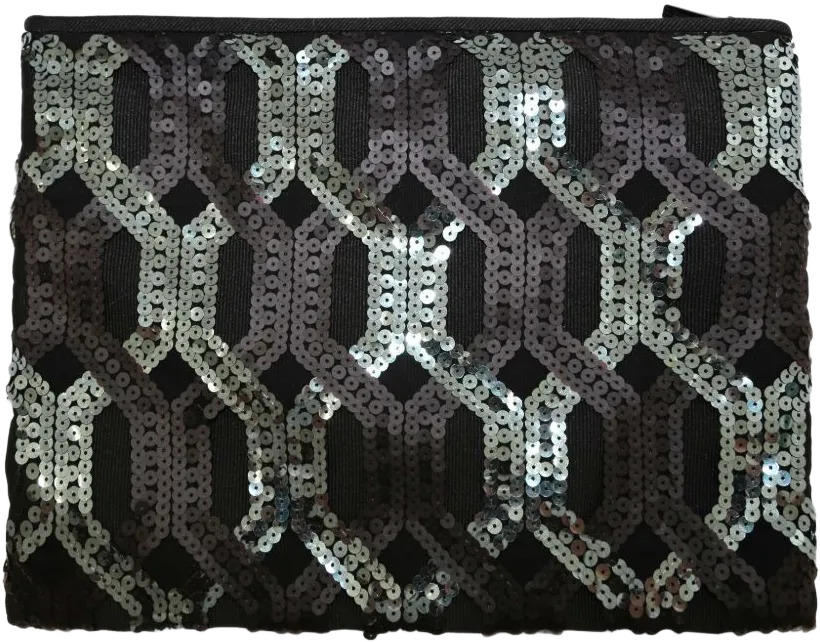 sequinned clutch bag