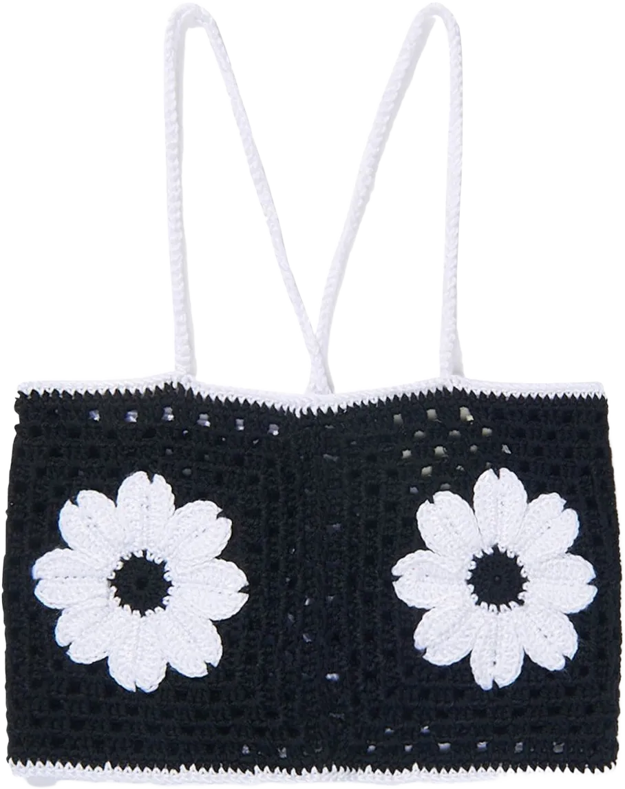 sequin-detail crochet cropped top