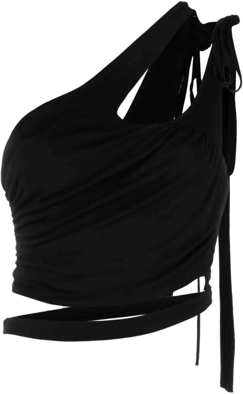 cut-out draped cropped top