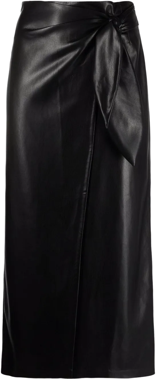 vegan-leather wrap skirt