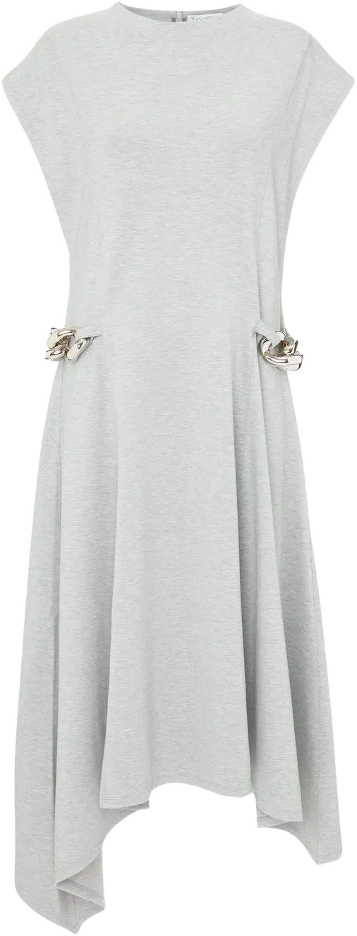 chained asymmetric-hem midi-dress