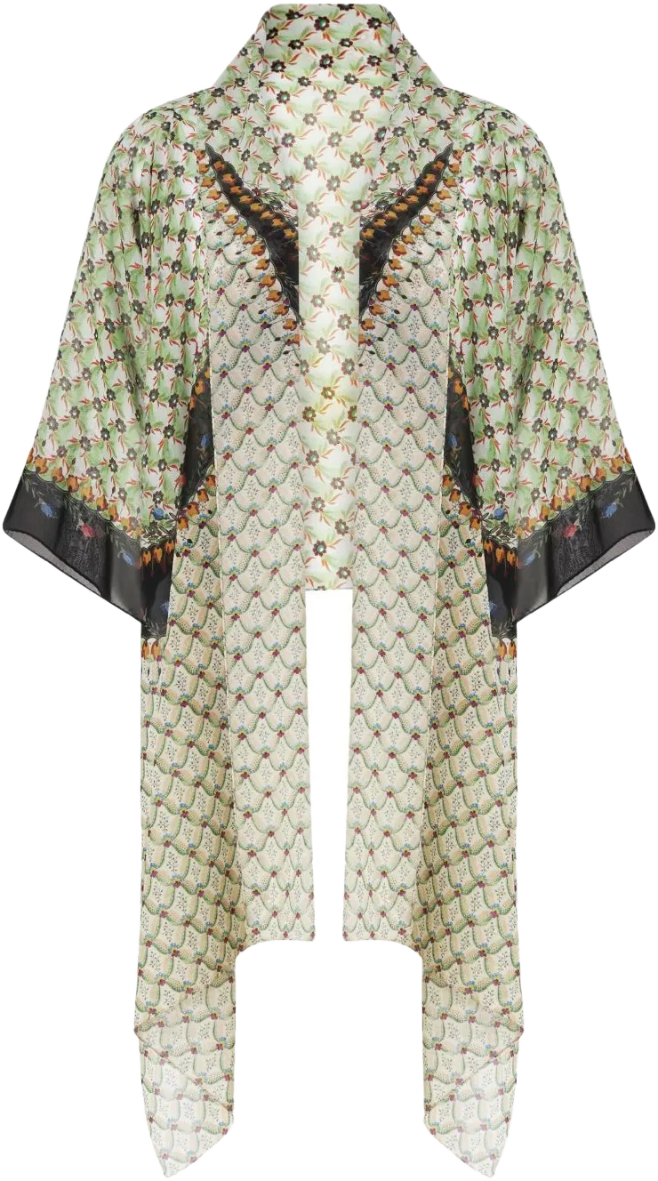floral-print silk shrug shawl