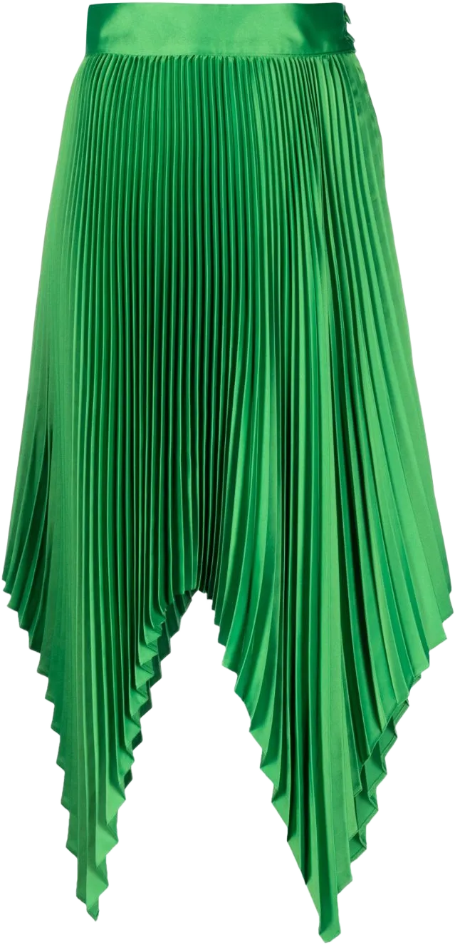 fully pleated asymmetric skirt