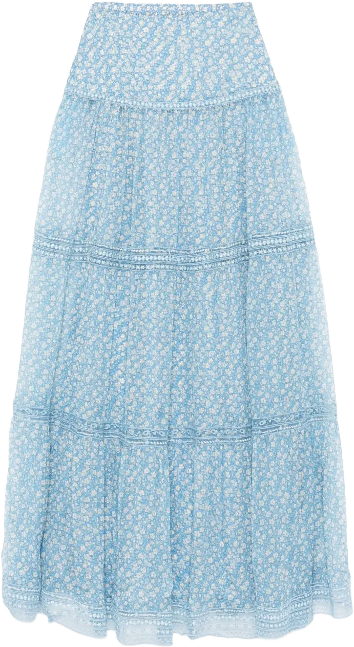 valencienne lace-detail maxi skirt