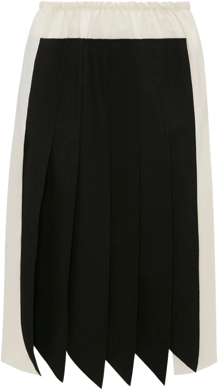 pleated silk midi skirt