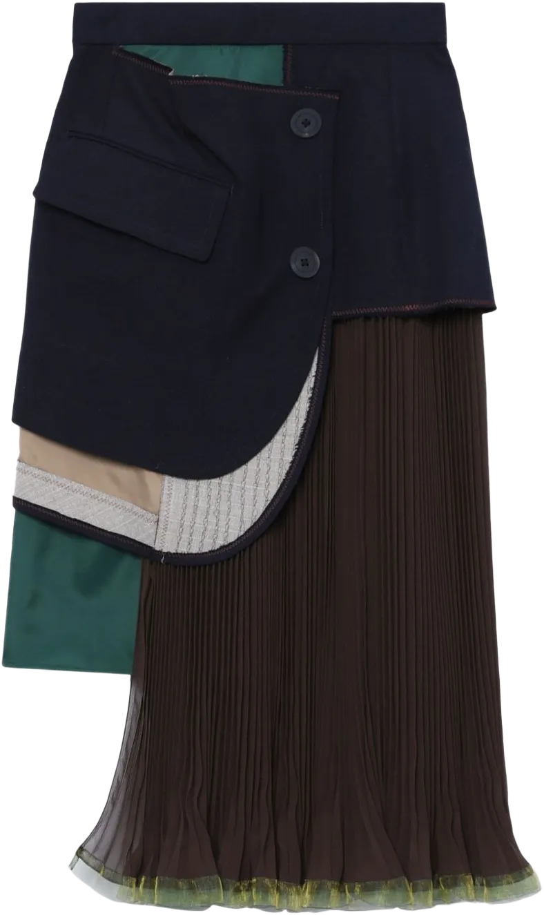 layered asymmetric midi skirt