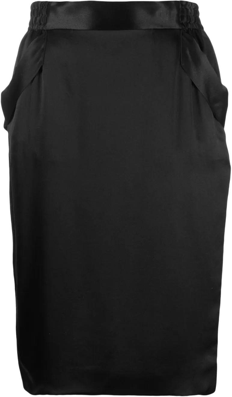 satin-finish silk pencil skirt