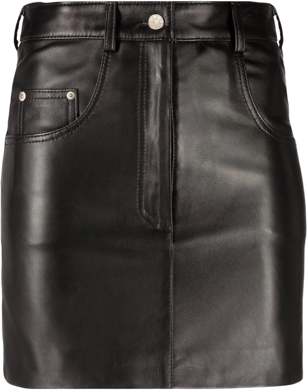 five-pocket leather mini skirt