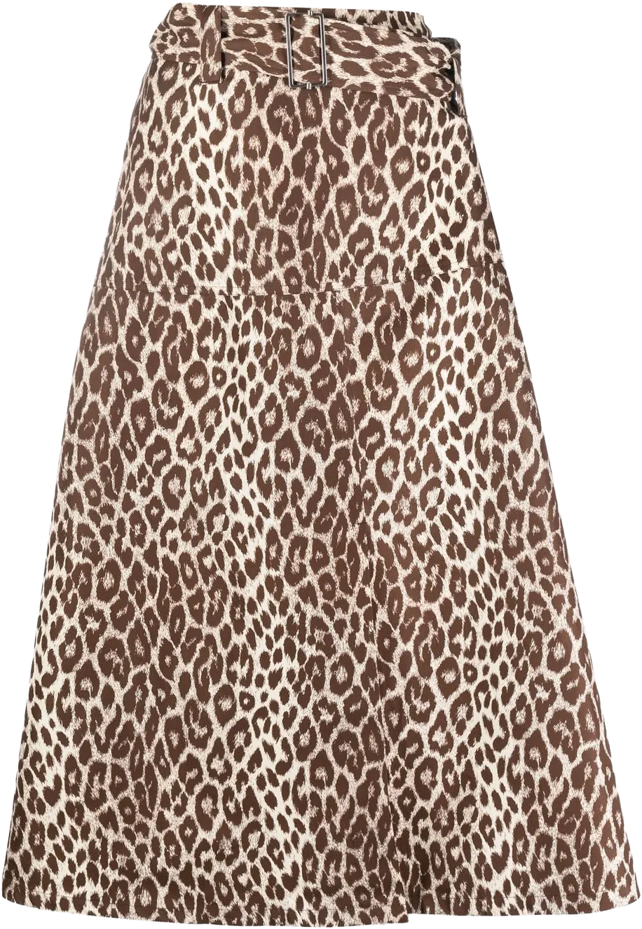leopard-print midi skirt