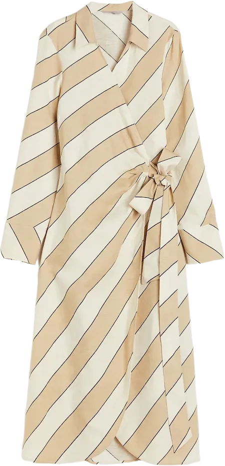Linen-blend Wrap Dress
