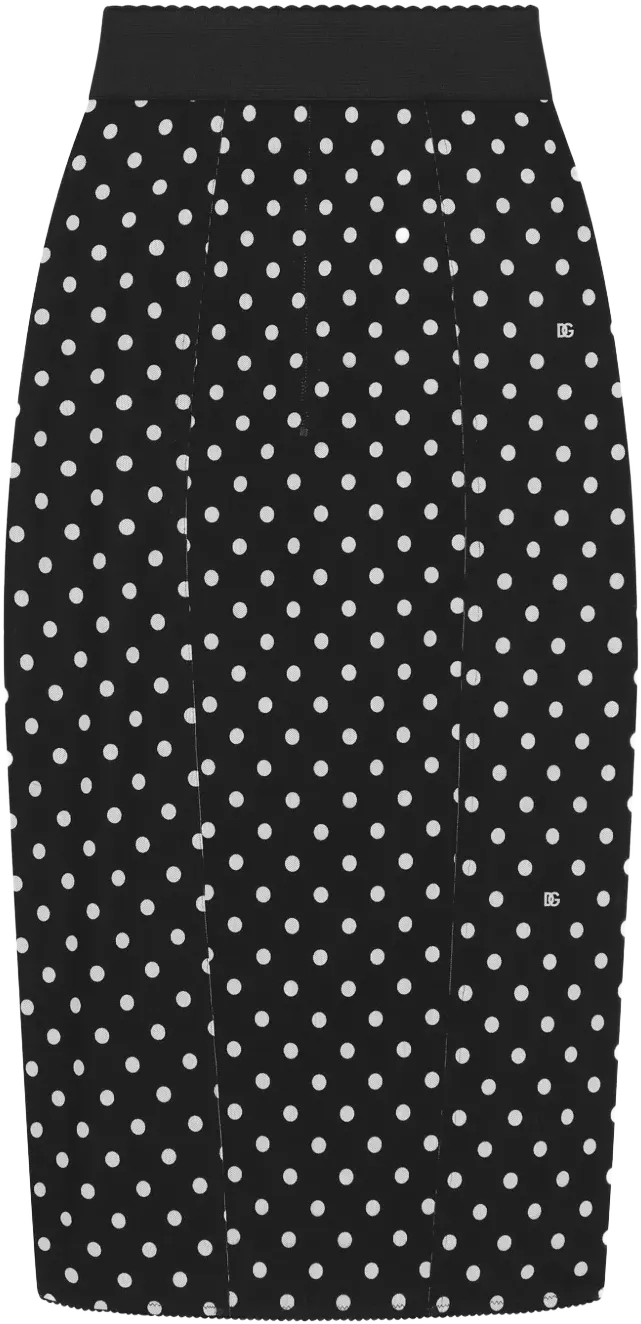 polka-dot print pencil skirt