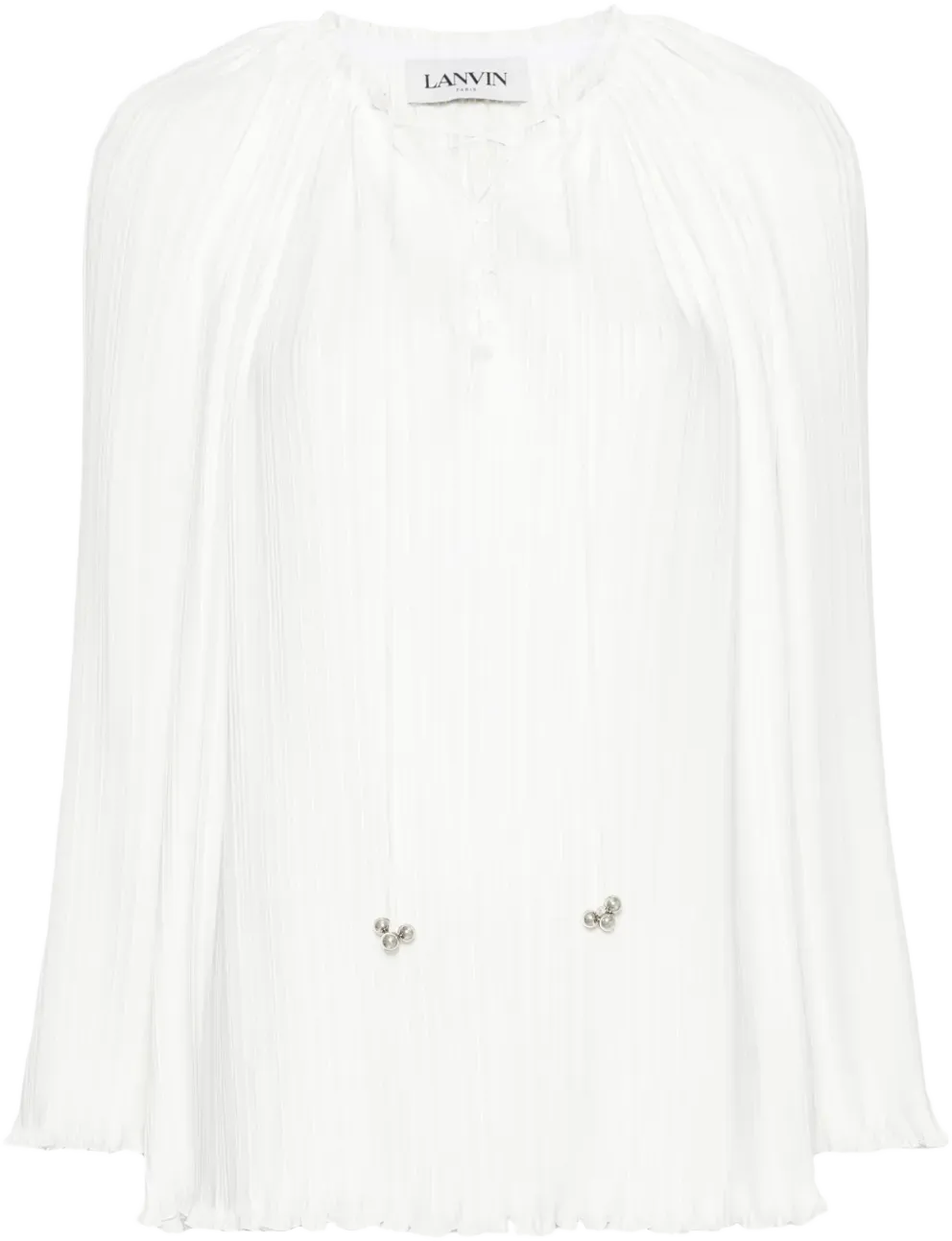 plissé lace-up blouse