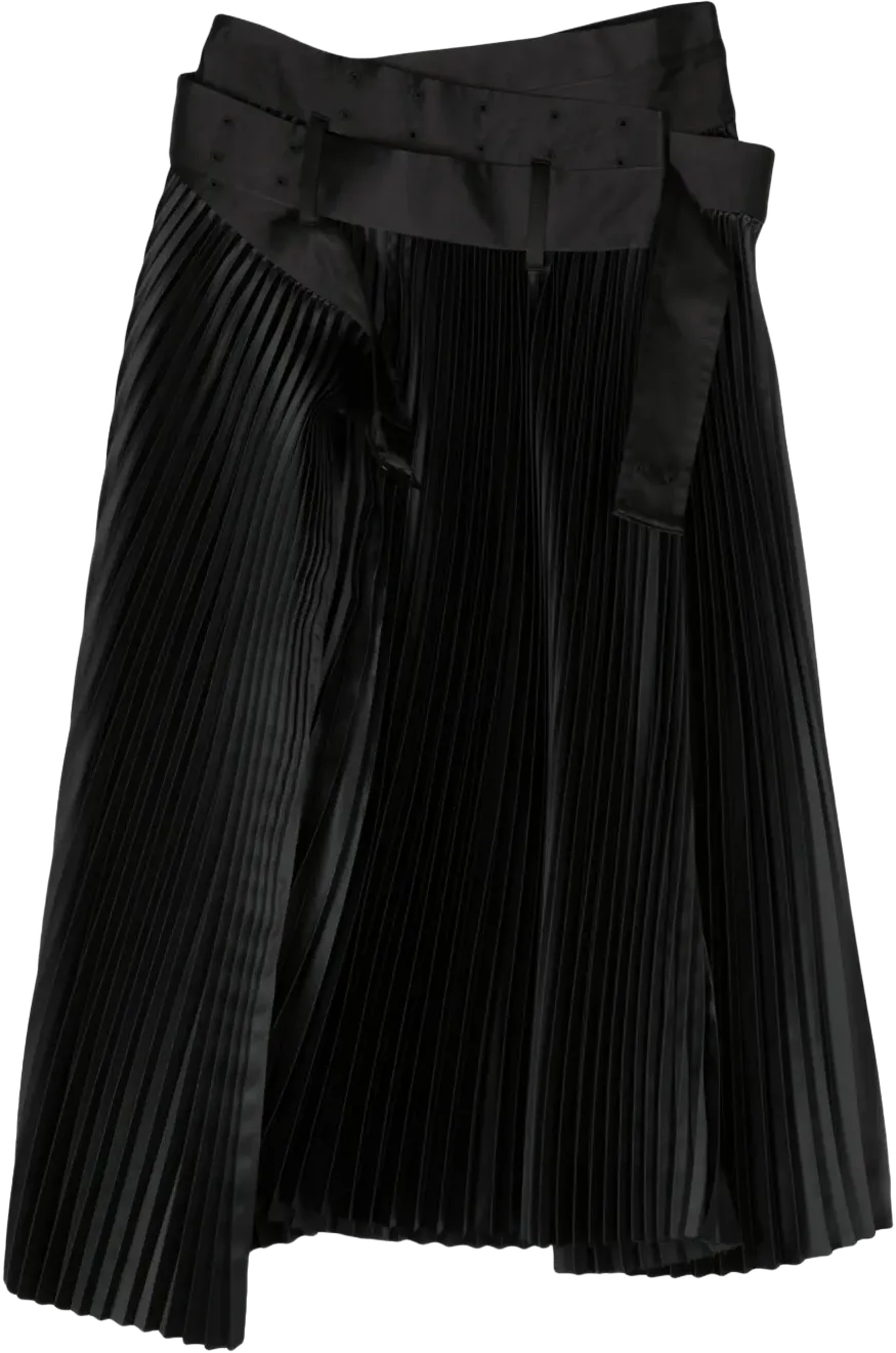 pleated midi satin skirt