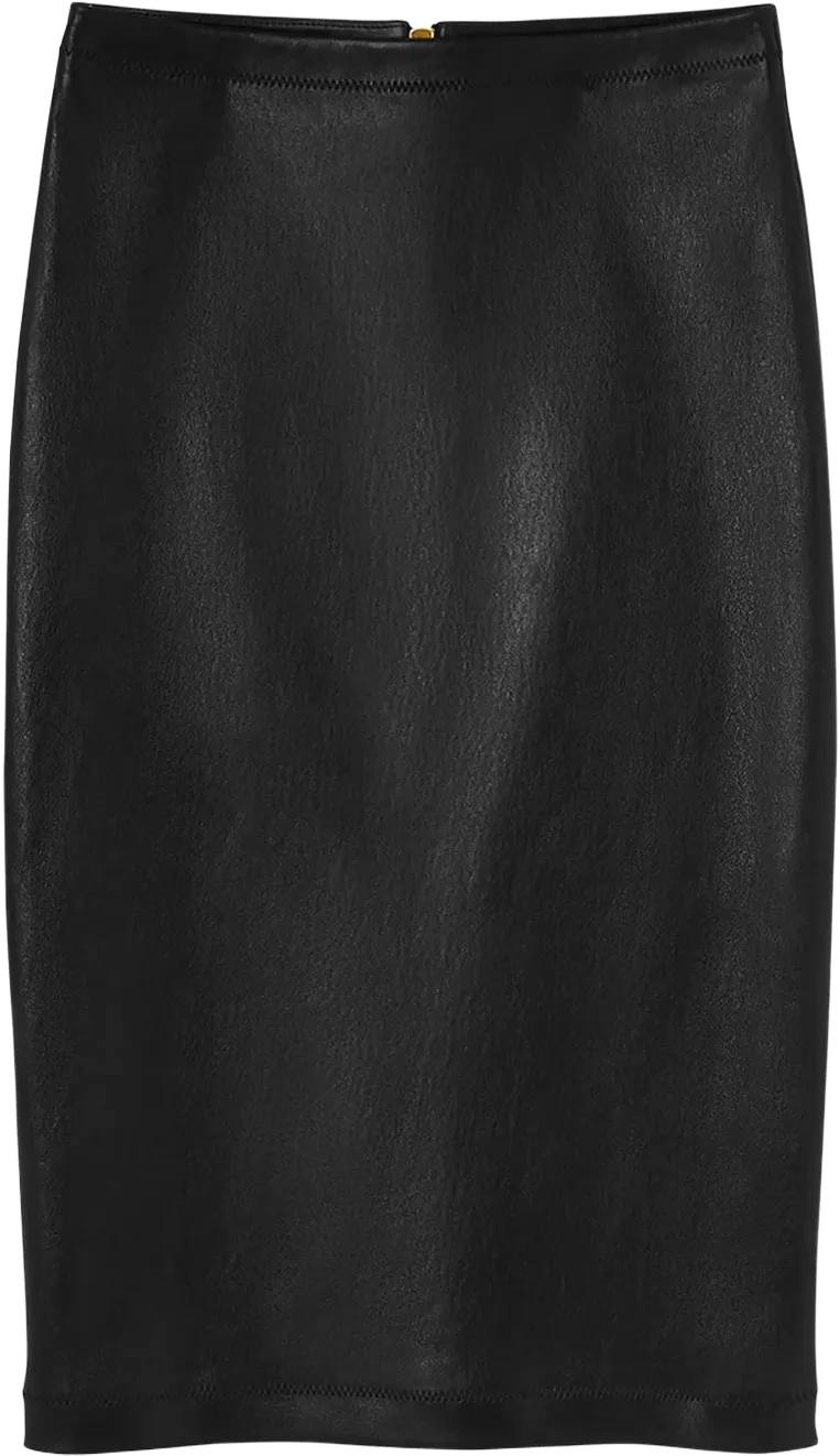 leather pencil midi skirt