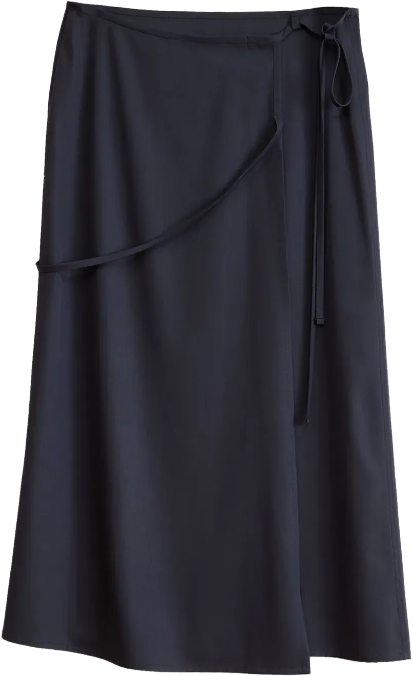tied wrap midi skirt