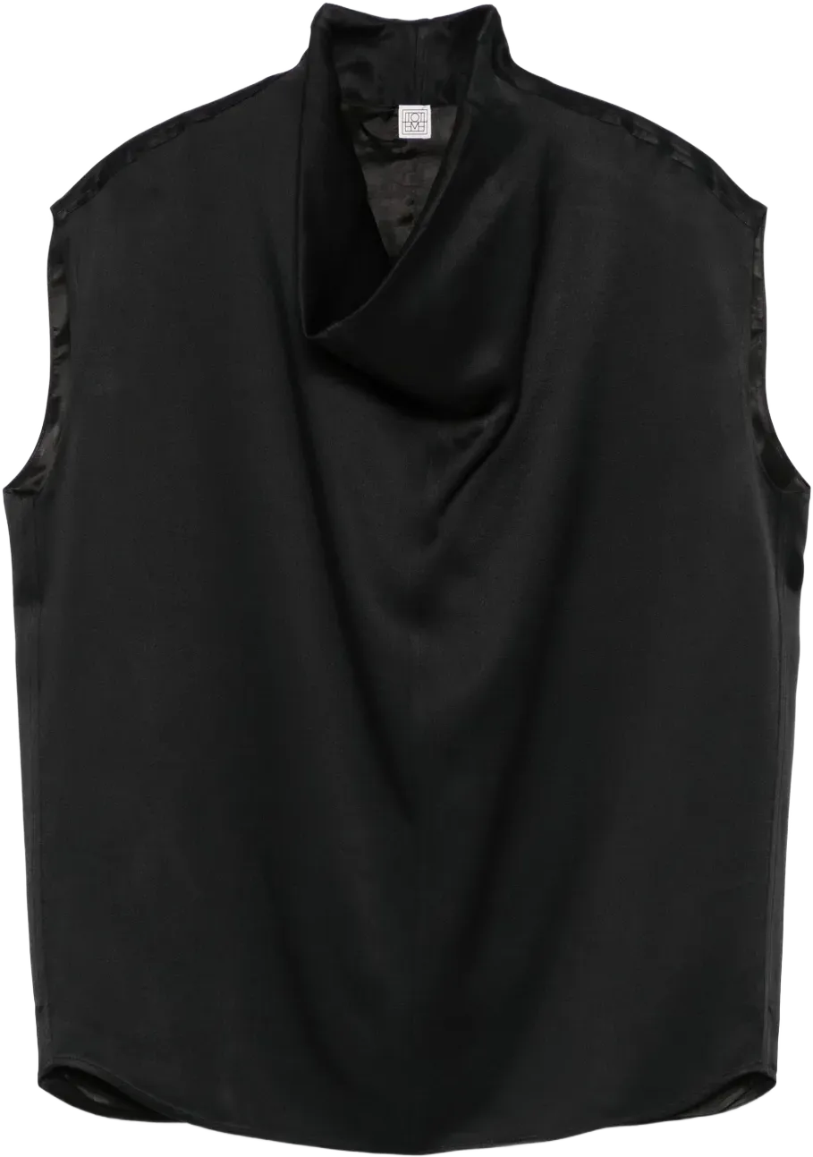 sleeveless funnel-neck blouse