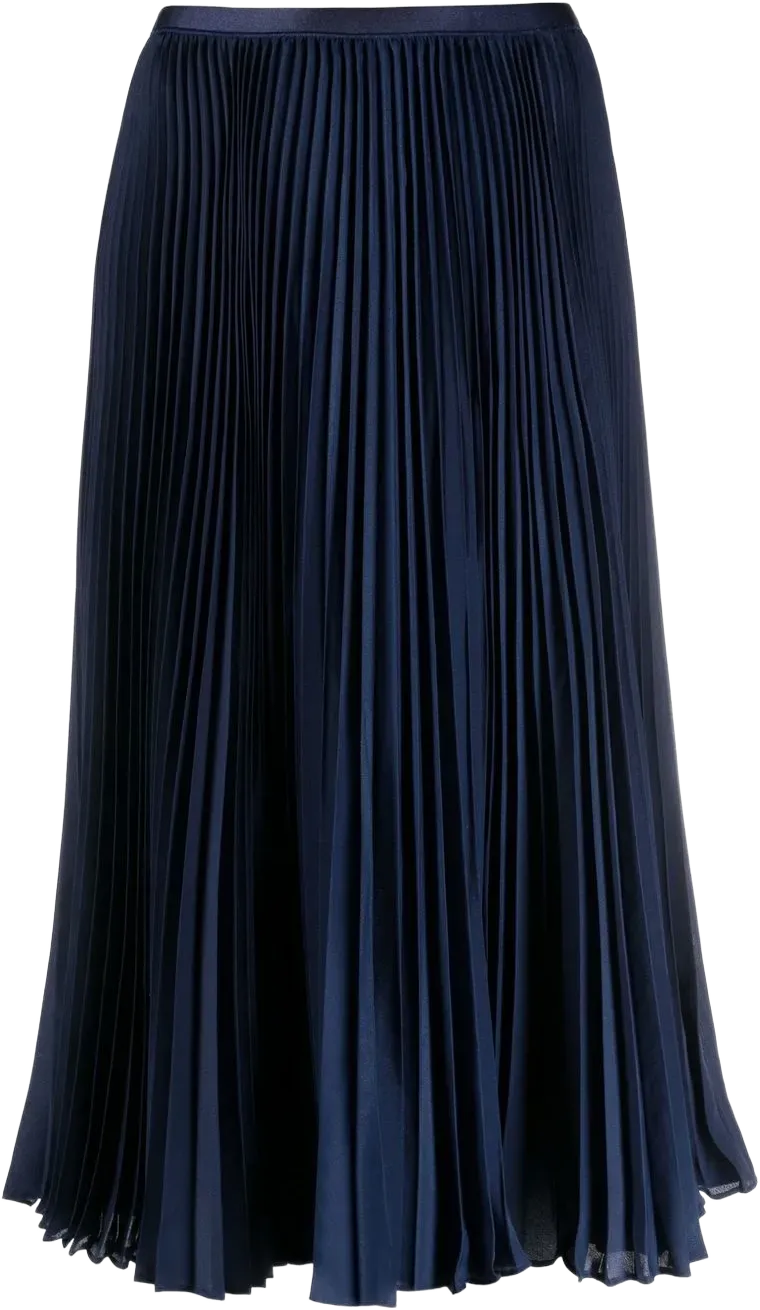 high-waisted pleated midi skirt