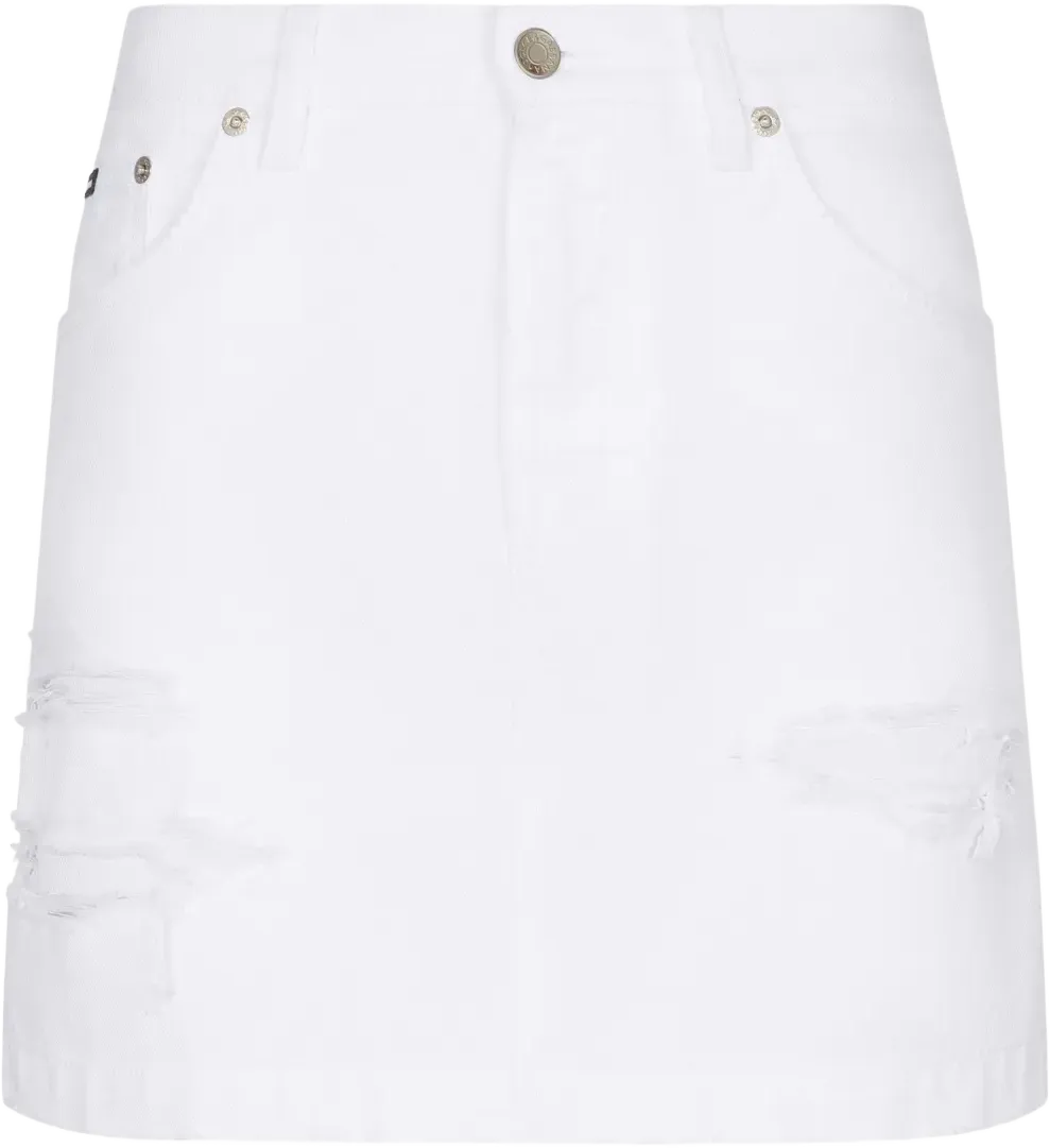distressed denim miniskirt