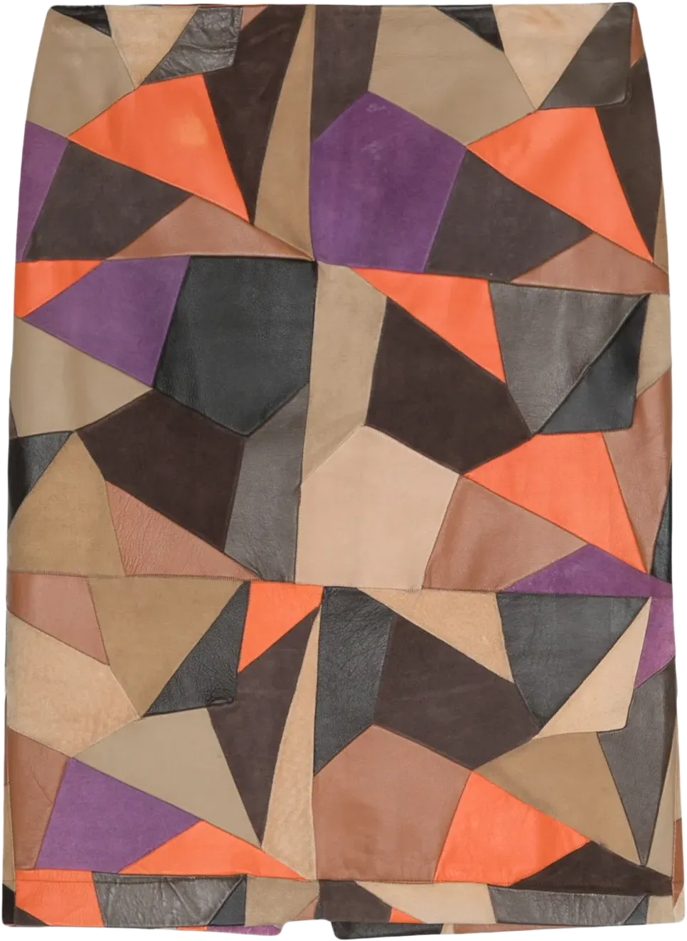 2000s geometric-print leather miniskirt 