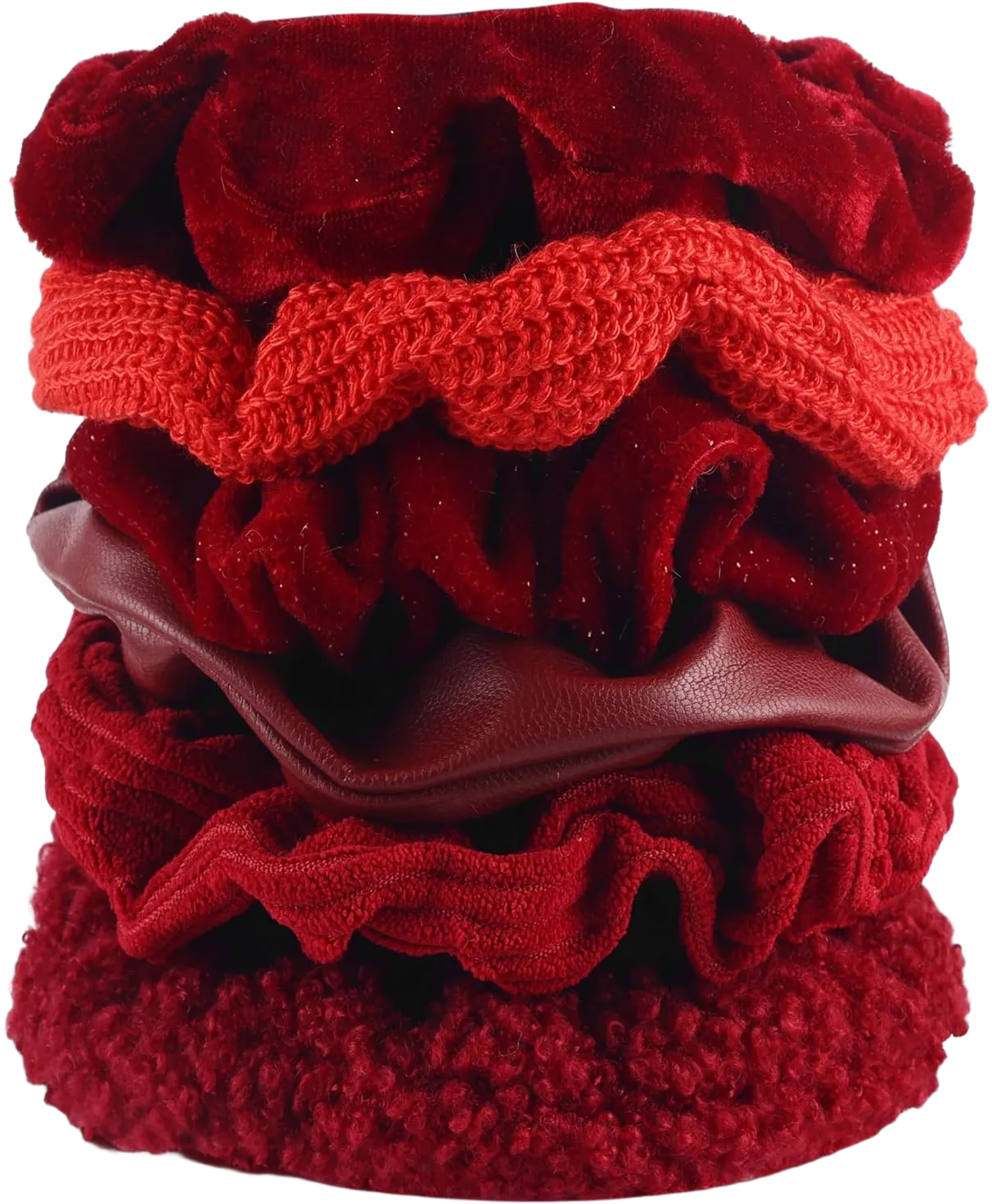 Scrunchies for Women Girls 6Pcs Red Velvet Scrunchies for Thick Hair Ultra Textured Soft Corduroy Scrunchy Hair Ties Christmas Elastic Hair Bands Fuzzy Ponytail Holders Cute Hair Accessories C-Red 6PCS