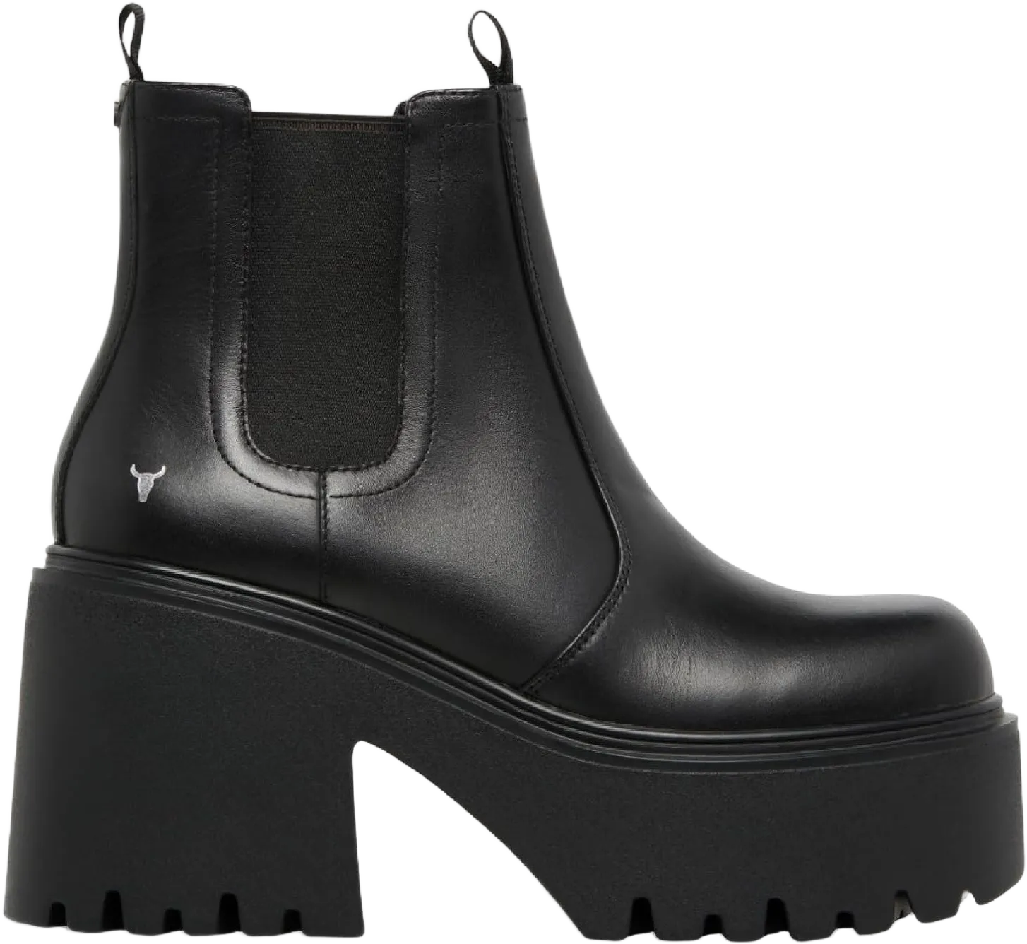 Windsorsmith Womens Black Leather Platform Ankle Chelsea Boots - Tricky 10 Black