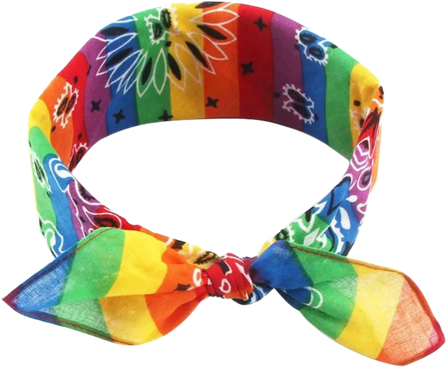 Hip Hop Cotton Multi-Purpose Bandana Square Scarf Rainbow Stripes Print Headband Wrap Handkerchief For Women Men