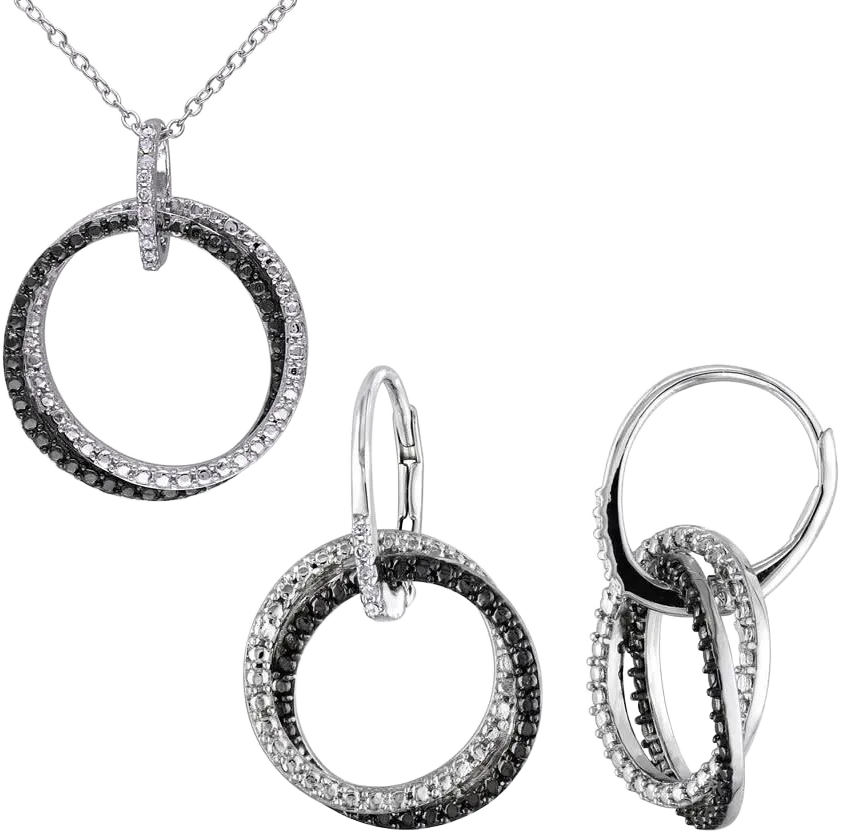 Women's Metallic 2 Piece Set Of 1/10 Ct Tw Diamond Entwined Earrings And Pendant With Chain