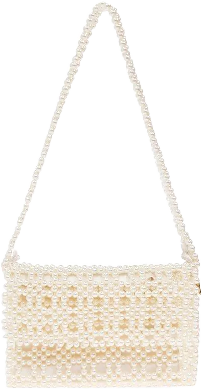 Women's White Pearl Embellished Crossbody Bag