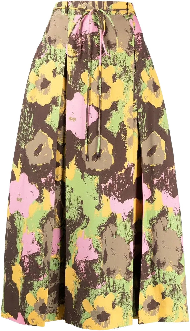 tied-waist floral-print skirt