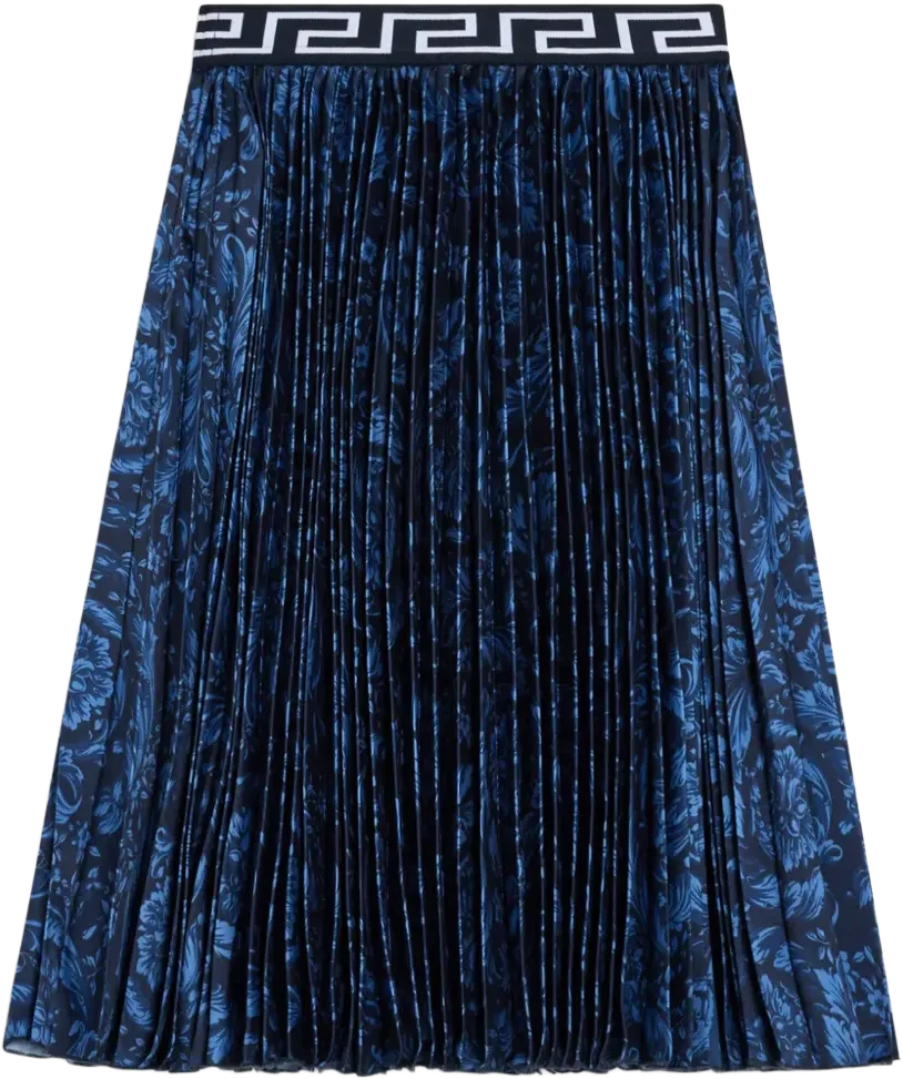 Barocco-print pleated skirt