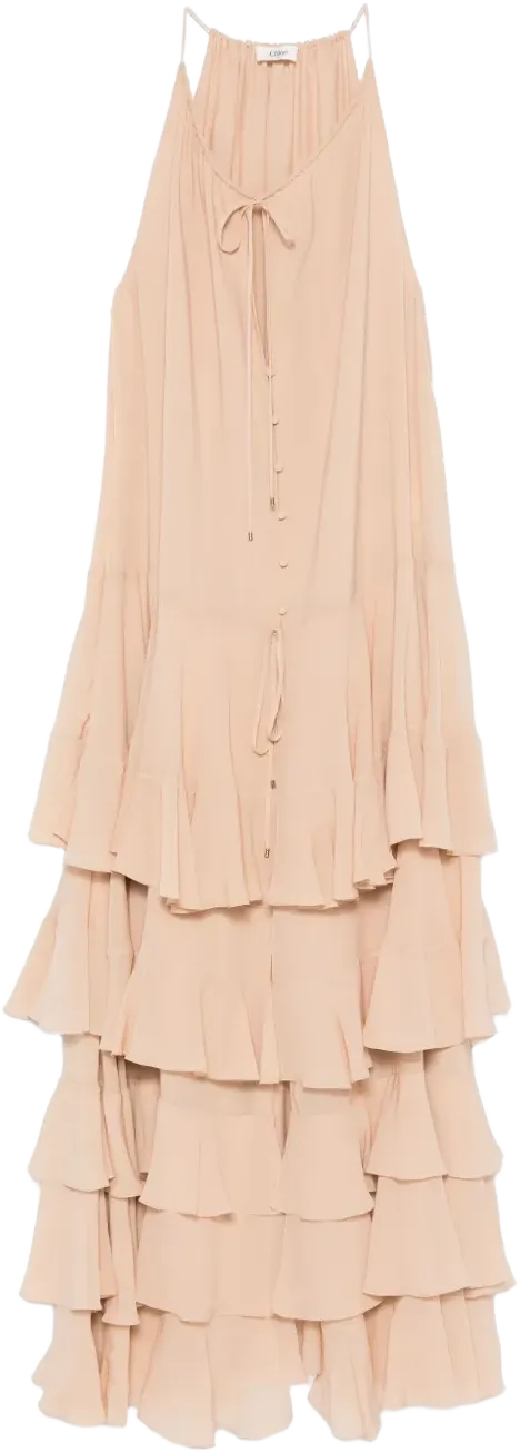 tiered silk maxi dress
