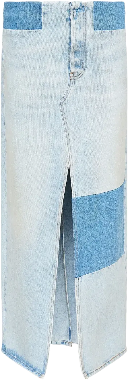 patchwork denim skirt 