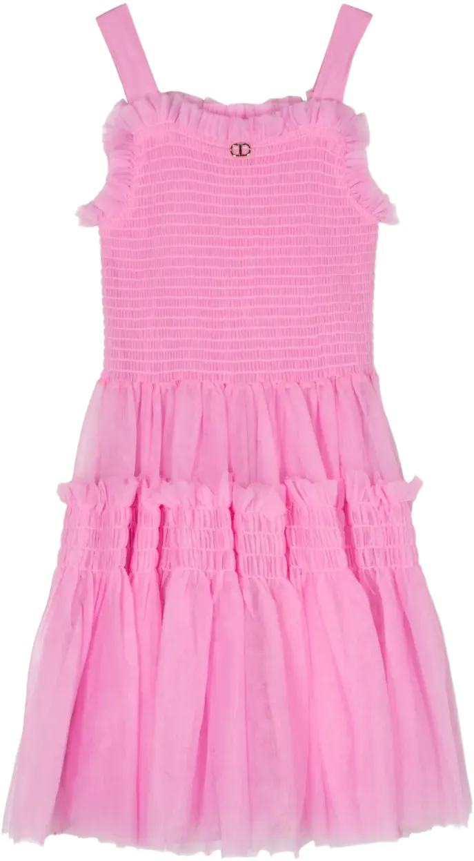 smocked tulle dress