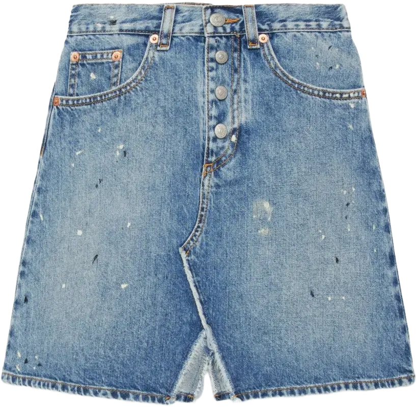 paint-splatter denim skirt 