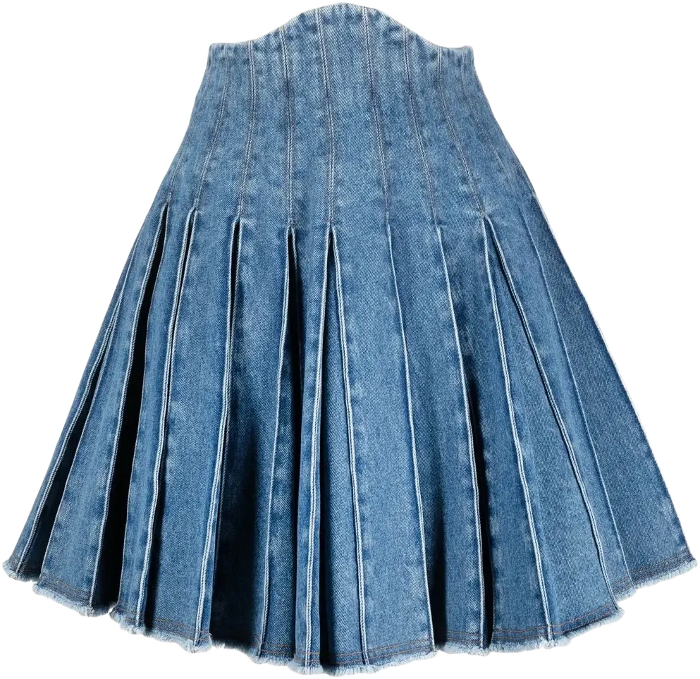 high-waisted denim skirt