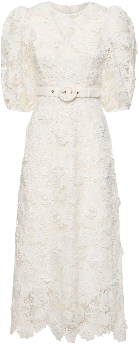 Zimmermann Women's White Halliday Lace Flower Midi Dress